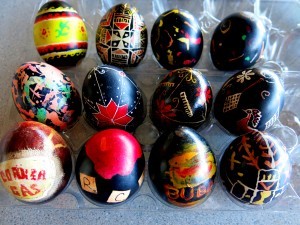 Our family's attempts at making pysanky (Some tv series, movie, and Jackson Pollock imitations) 
